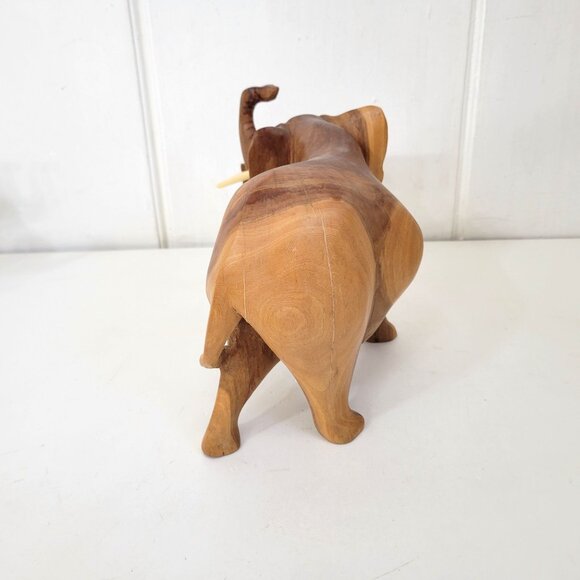 Mother and Baby Elephant Wood Sculpture Handmade in Kenya - Picture 4 of 7